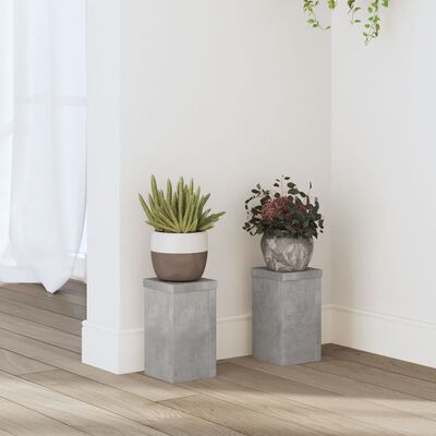 vidaXL Supporti per Piante 2 pz Grigio 10x10x18 cm Legno Multistrato