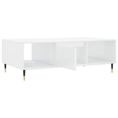 vidaXL Tavolino da Salotto Bianco Lucido 104x60x35cm Legno Multistrato