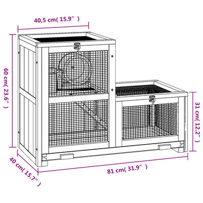 vidaXL Gabbia per Criceti 81x40x60 cm in Legno Massello di Abete