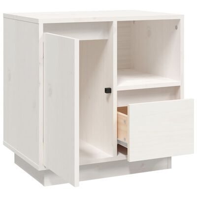 vidaXL Comodino Bianco 50x34x50 cm in Legno Massello di Pino