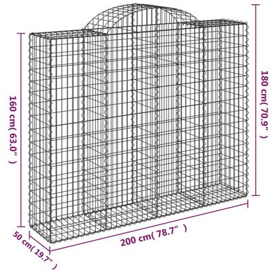 vidaXL Cesti Gabbioni ad Arco 14 pz 200x50x160/180 cm Ferro Zincato