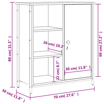 vidaXL Credenza Rovere Fumo 70x30x80 cm in Legno Multistrato