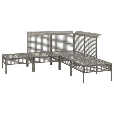 vidaXL Set Divani da Giardino 5 pz con Cuscini in Polyrattan Grigio