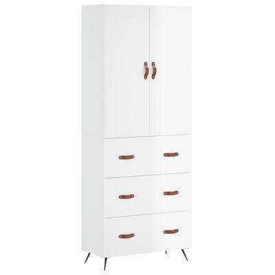 vidaXL Credenza Bianco Lucido 69,5x34x180 cm in Legno Multistrato