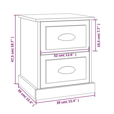 vidaXL Comodini 2 pz Bianco Lucido 39x39x47,5 cm in Legno Multistrato