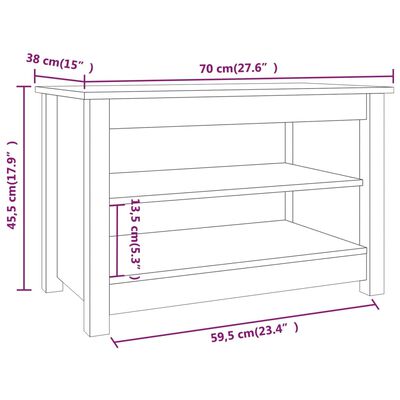 vidaXL Scarpiera 70x38x45,5 cm in Legno Massello di Pino