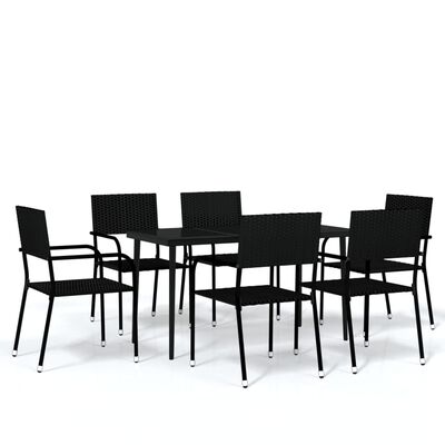 vidaXL Set Mobili da Pranzo da Giardino 7 pz Nero