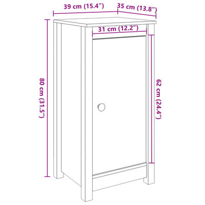 vidaXL Credenze 2 pz Bianche 39x35x80 cm in Legno Massello di Pino