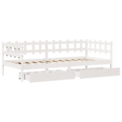 vidaXL Dormeuse con Cassetti Bianco 90x190 cm Legno Massello di Pino