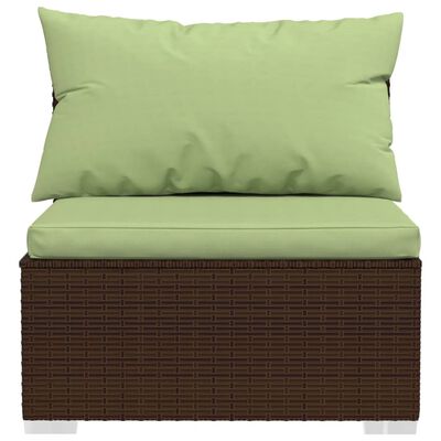 vidaXL Set Divani da Giardino 3 pz con Cuscini in Polyrattan Marrone