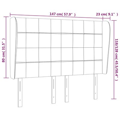 vidaXL Testiera ad Orecchio Tortora 147 x 23 x 118/128 cm in Tessuto