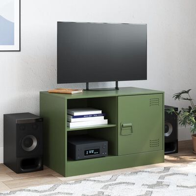 vidaXL Mobile TV Verde Oliva 67x39x44 cm in Acciaio