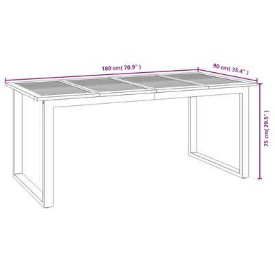 vidaXL Set Pranzo da Giardino 7 pz Legno Massello di Acacia e Metallo