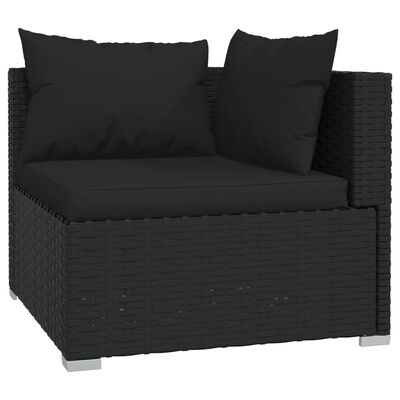 vidaXL Set Divani da Giardino 9 pz con Cuscini in Polyrattan Nero