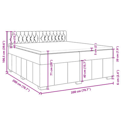 vidaXL Giroletto a Molle con Materasso Grigio Scuro 200x200 cm Tessuto