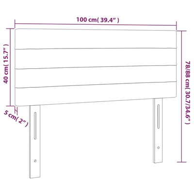 vidaXL Testiera Grigio Chiaro 100x5x78/88 cm in Tessuto