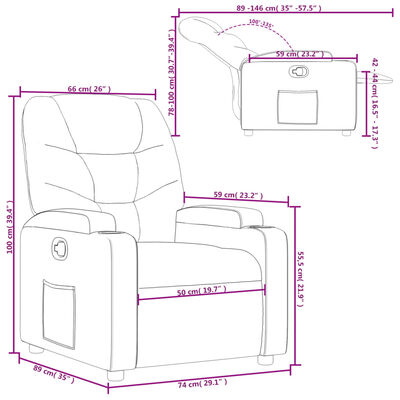 vidaXL Poltrona Reclinabile in Tessuto Grigio Scuro