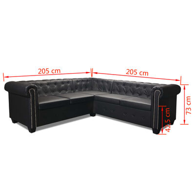 vidaXL Divano Angolare Chesterfield a 5 Posti Pelle Artificiale Nera