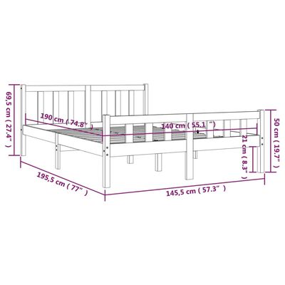 vidaXL Giroletto Grigio in Legno Massello 140x190 cm