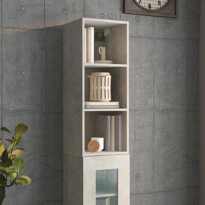 vidaXL Mobile Pensile Grigio Cemento 34,5x32,5x90cm Legno Multistrato