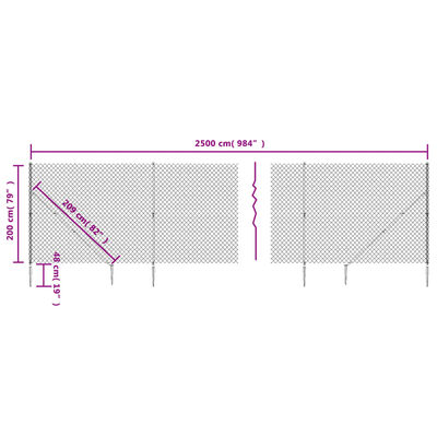 vidaXL Recinzione a Rete con Picchetti Ancoraggio Verde 2x25 m