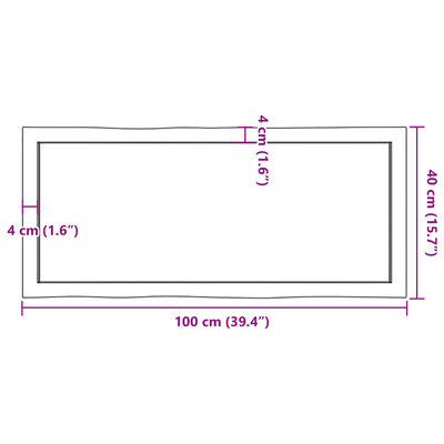 vidaXL Piano Tavolo Marrone Chiaro 100x40x(2-6) cm Rovere Non Trattato