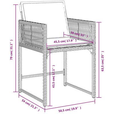 vidaXL Set da Pranzo da Giardino 9 pz con Cuscini in Polyrattan Grigio