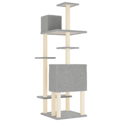 vidaXL Albero per Gatti con Tiragraffi in Sisal Grigio Chiaro 154 cm