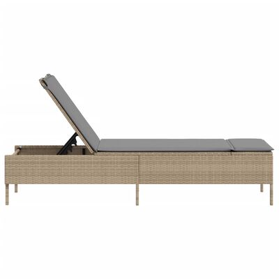 vidaXL Lettino Prendisole con Cuscini Beige in Polyrattan