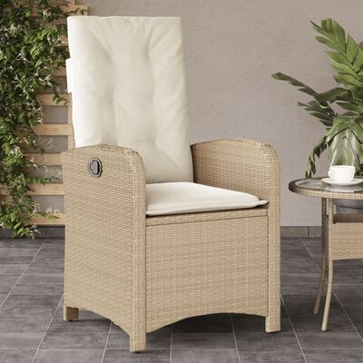 vidaXL Sedie Reclinabili da Giardino 2pz con Cuscini Beige Polyrattan