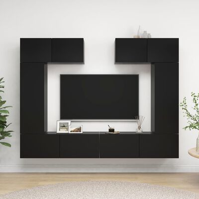 vidaXL Set di Mobili Porta TV 6 pz Nero in Legno Multistrato