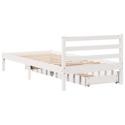 vidaXL Letto senza Materasso Bianco 75x190 in Legno Massello di Pino