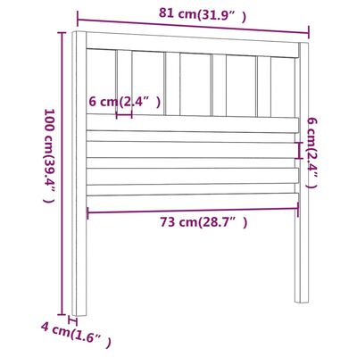 vidaXL Testiera per Letto 81x4x100 cm in Legno Massello di Pino