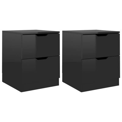 vidaXL Comodini 2 pz Nero Lucido 40x40x50 cm in Legno Multistrato