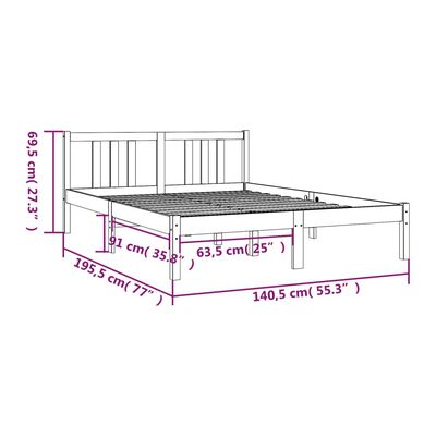 vidaXL Giroletto Grigio in Legno Massello 135x190 cm Double