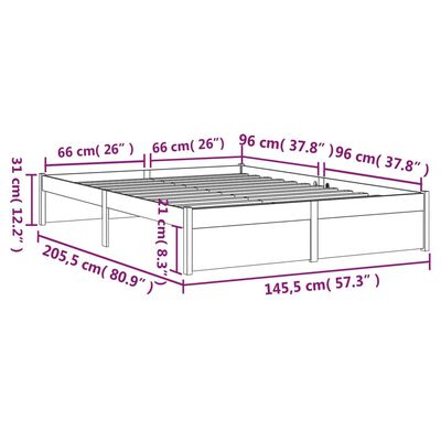 vidaXL Giroletto Nero in Legno Massello 140x200 cm