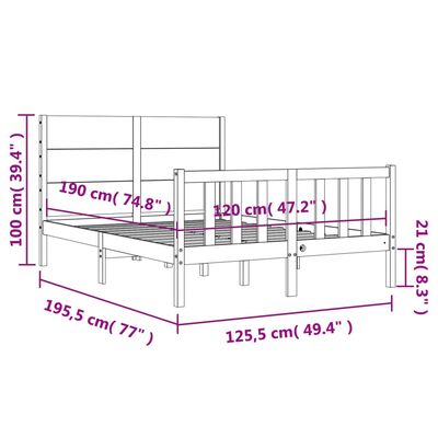 vidaXL Giroletto con Testiera Nero Small Double in Legno Massello