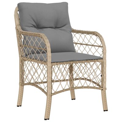 vidaXL Set da Bistrò 3 pz con Cuscini Beige Misto in Polyrattan