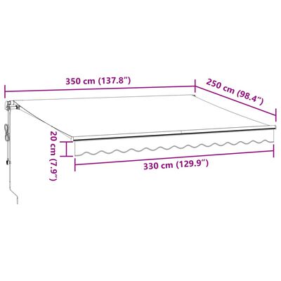 vidaXL Tenda Retrattile Automatica Antracite e Bianco 350x250 cm