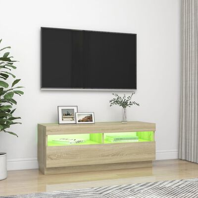 vidaXL Mobile Porta TV con Luci LED Rovere Sonoma 100x35x40 cm