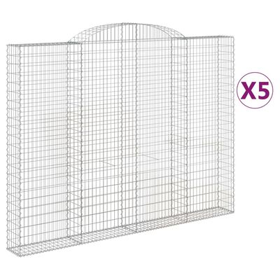 vidaXL Cesti Gabbioni ad Arco 5 pz 300x30x220/240 cm Ferro Zincato