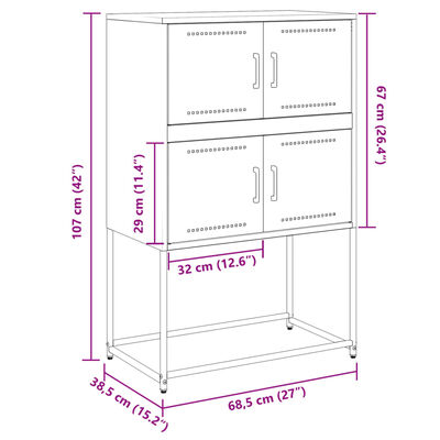 vidaXL Credenza Bianca 68,5x38,5x107 cm in Acciaio