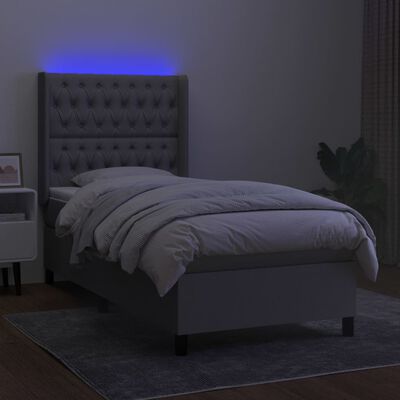 vidaXL Letto a Molle Materasso e LED Grigio Chiaro 80x200 cm Tessuto