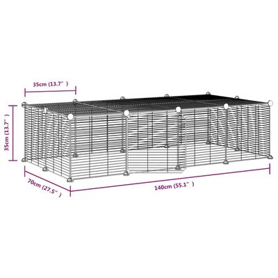 vidaXL Gabbia per Animali 20 Pannelli con Porta Nera 35x35 cm Acciaio