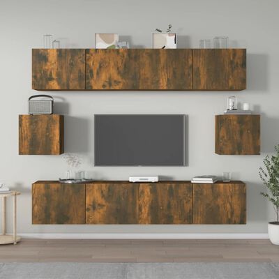 vidaXL Set di Mobili Porta TV 6 pz Rovere Fumo in Legno Multistrato