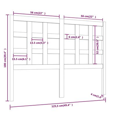 vidaXL Testiera per Letto ambra 125,5x4x100 cm Legno Massello di Pino