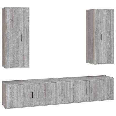 vidaXL Set di Mobili Porta TV 4 pz Grigio Sonoma in Legno Multistrato