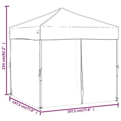 vidaXL Tenda per Feste Pieghevole con Pareti Laterali Crema 2x2 m