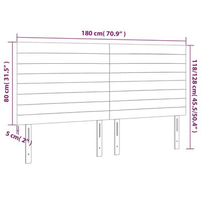 vidaXL Testiera a LED Blu Scuro 180x5x118/128 cm in Velluto