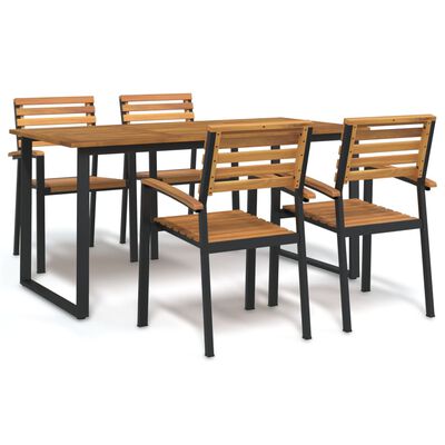 vidaXL Set Pranzo da Giardino 5 pz Legno Massello di Acacia e Metallo